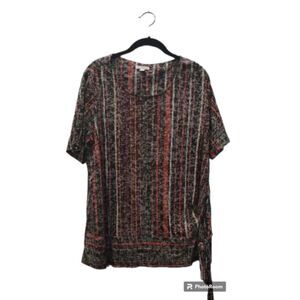 Est. 1946 Black and red vertical blouse with tie side